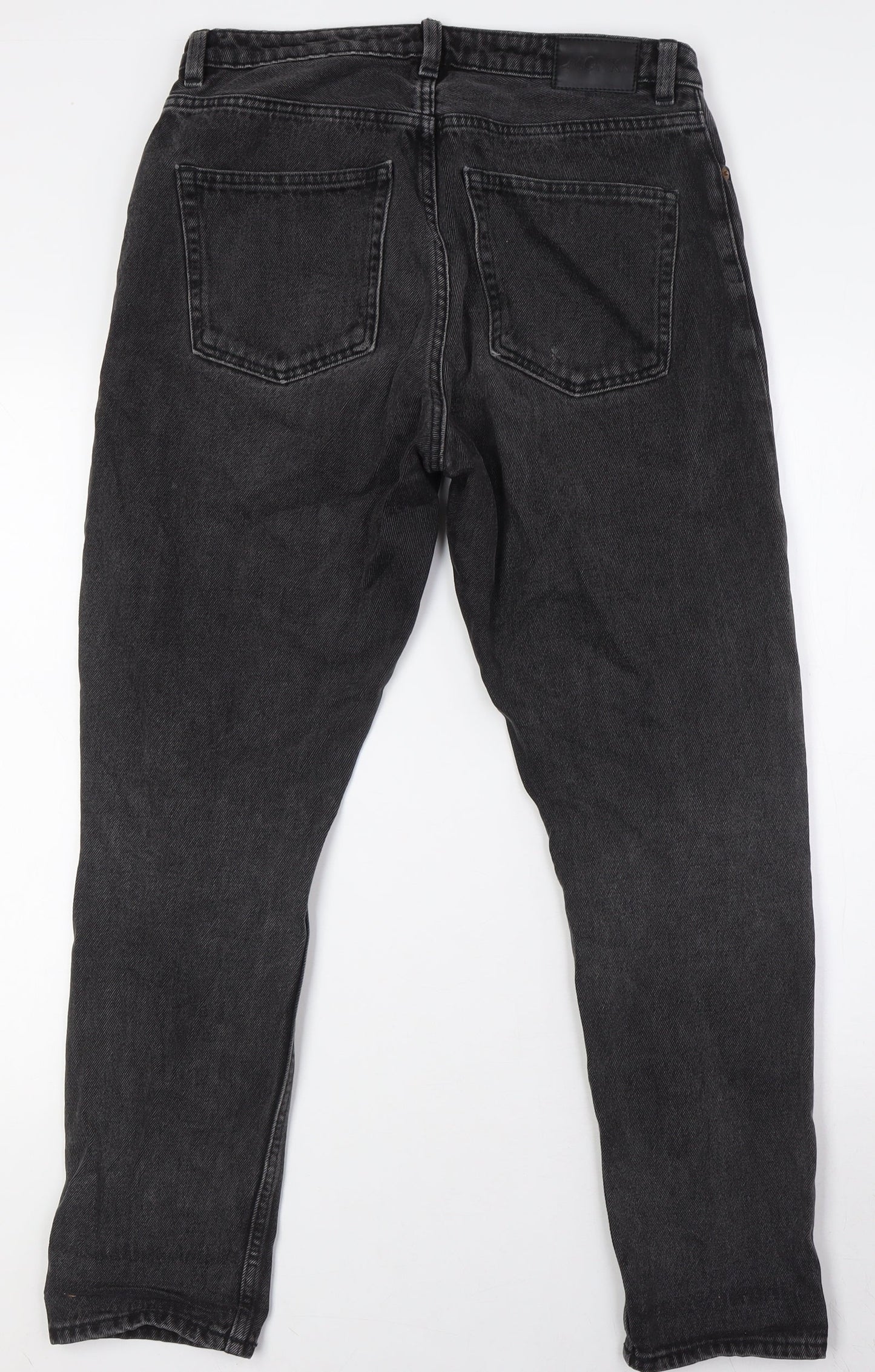 Monki Mens Black Cotton Straight Jeans Size 30 in L29 in Regular Zip