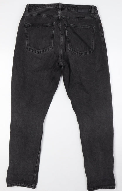 Monki Mens Black Cotton Straight Jeans Size 30 in L29 in Regular Zip