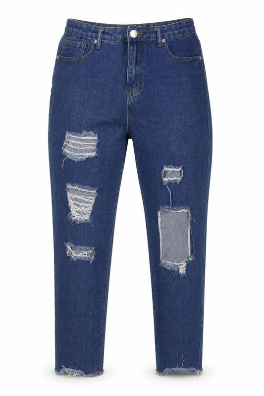 Womens UK Size 12 Boohoo Regular Fit Mom Blue Jeans