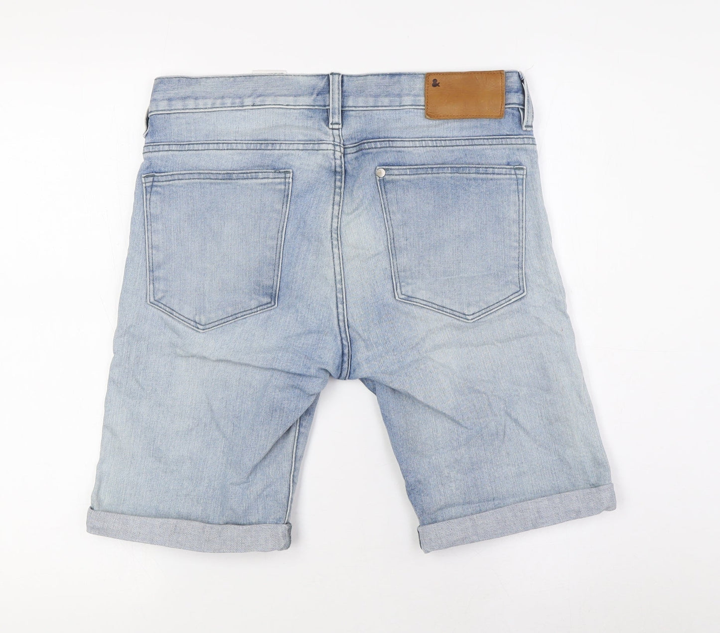 Denim Mens Blue Cotton Bermuda Shorts Size 28 in L9 in Regular Zip - Turn Ups