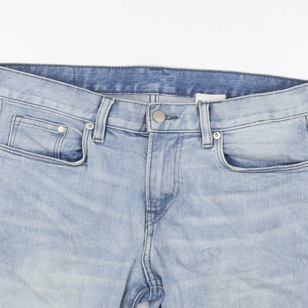 Denim Mens Blue Cotton Bermuda Shorts Size 28 in L9 in Regular Zip - Turn Ups