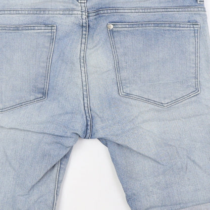 Denim Mens Blue Cotton Bermuda Shorts Size 28 in L9 in Regular Zip - Turn Ups