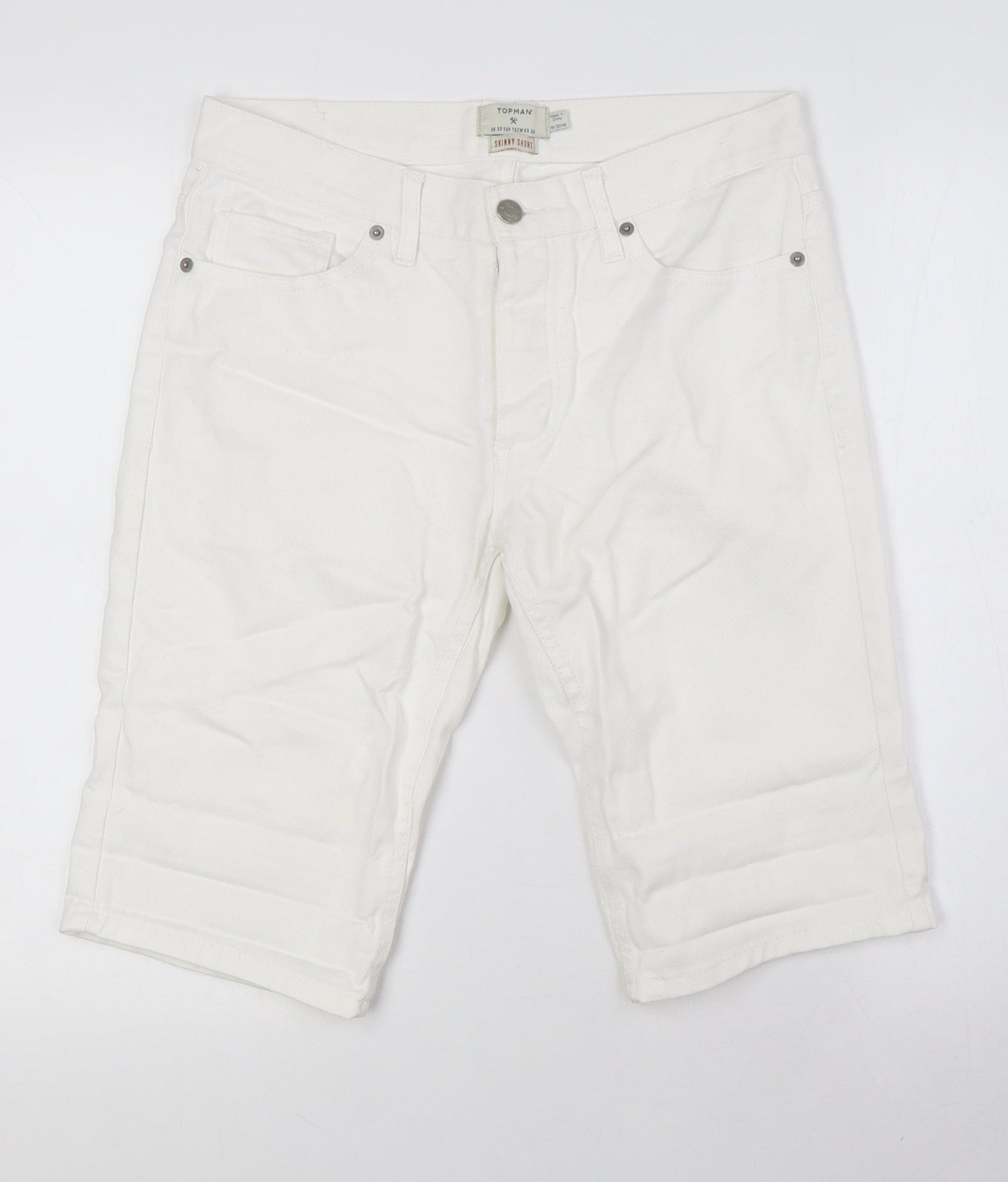 Topshop Mens Silver Cotton Bermuda Shorts Size 30 in L12 in Relaxed Button