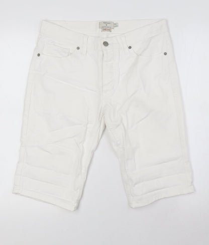 Topshop Mens Silver Cotton Bermuda Shorts Size 30 in L12 in Relaxed Button