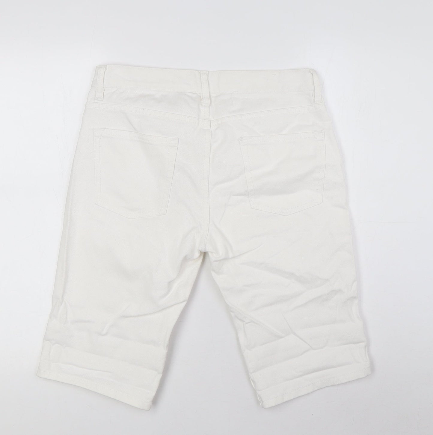 Topshop Mens Silver Cotton Bermuda Shorts Size 30 in L12 in Relaxed Button