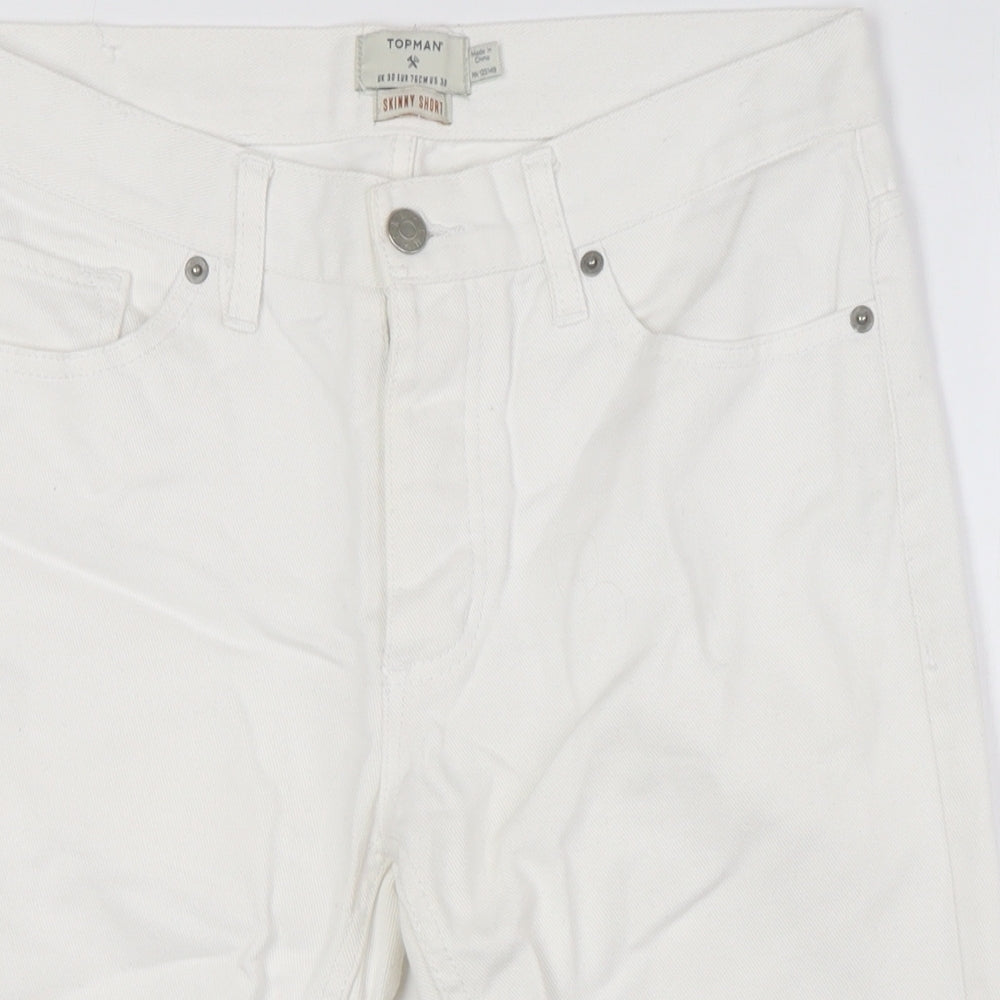 Topshop Mens Silver Cotton Bermuda Shorts Size 30 in L12 in Relaxed Button