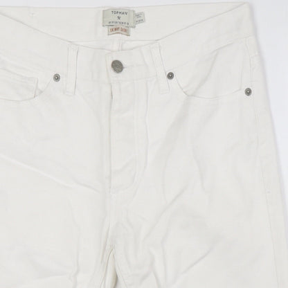 Topshop Mens Silver Cotton Bermuda Shorts Size 30 in L12 in Relaxed Button