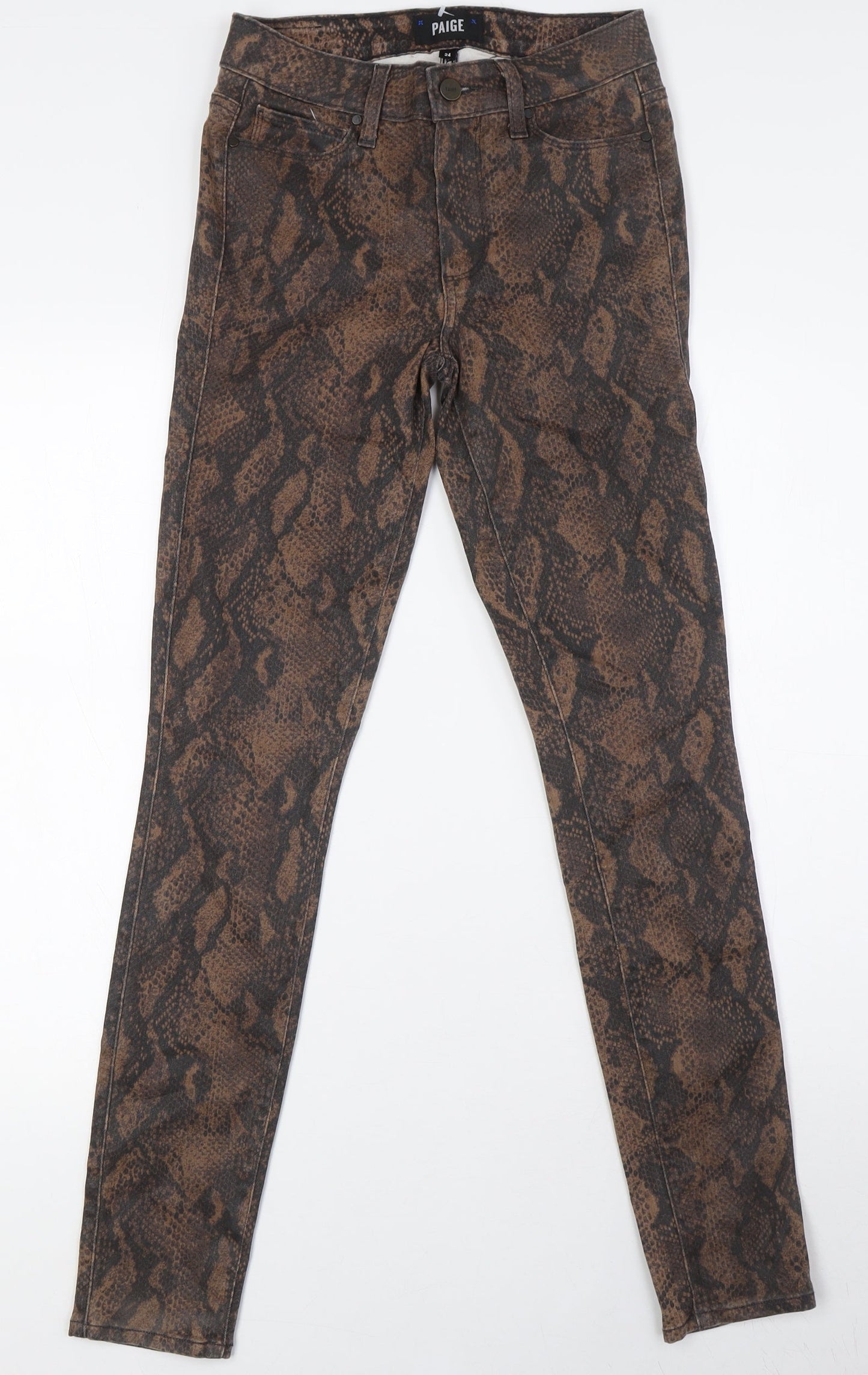 Paige Womens Brown Animal Print Cotton Sweatpants Trousers Size 24 in L30 in Regular Zip