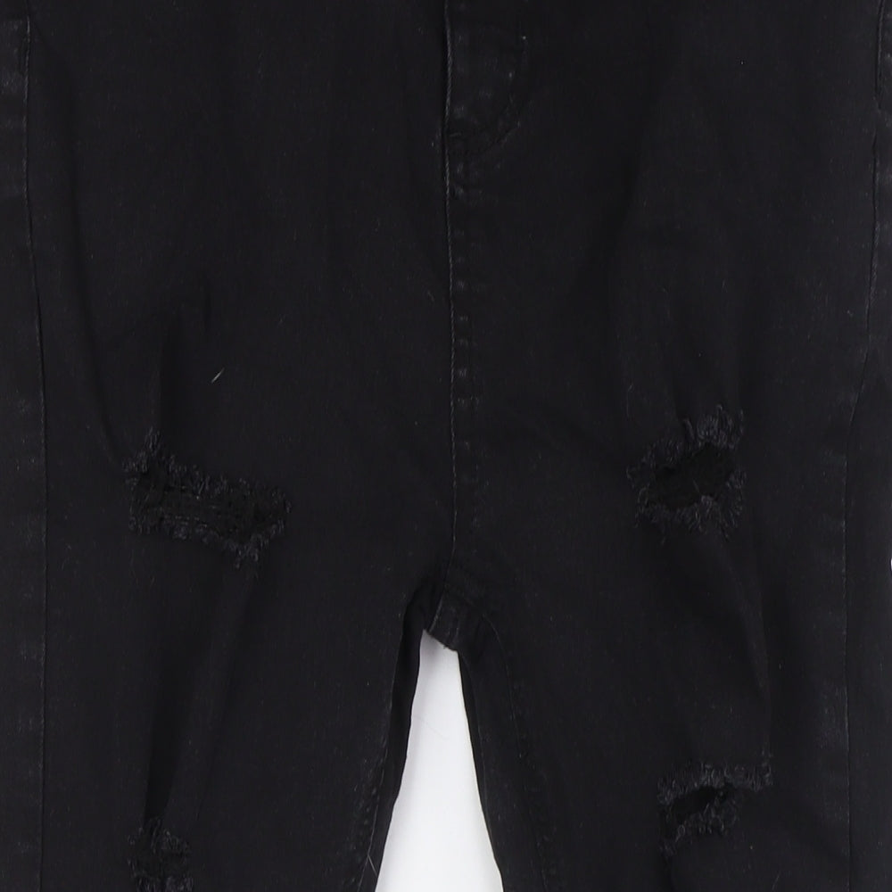 Boohoo Womens Black Cotton Skinny Jeans Size 16 L28 in Regular Zip