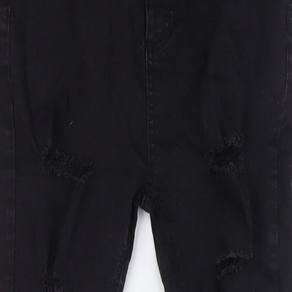 Boohoo Womens Black Cotton Skinny Jeans Size 16 L28 in Regular Zip