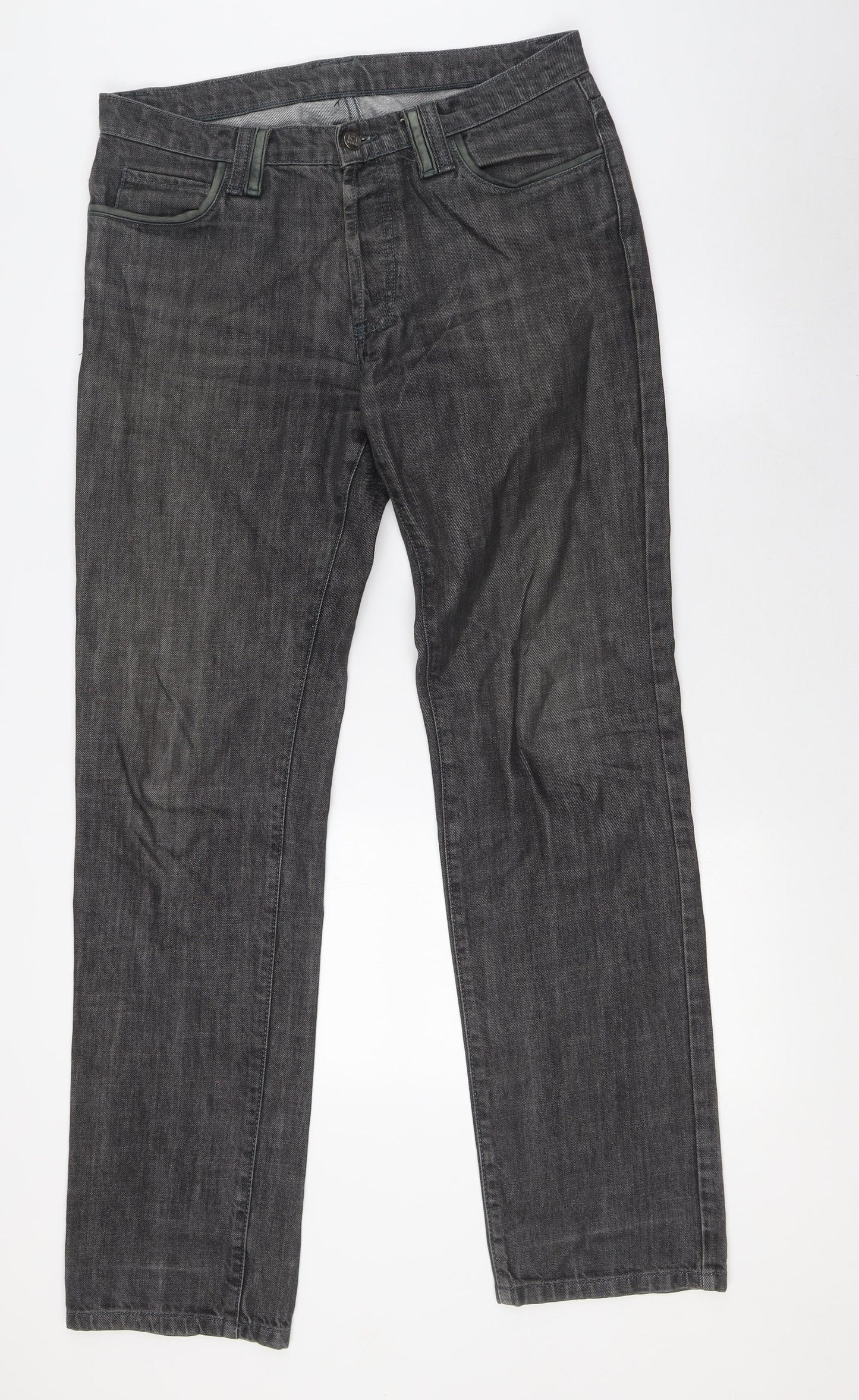 Gilmar Mens Black Cotton Straight Jeans Size 32 in L34 in Regular Button