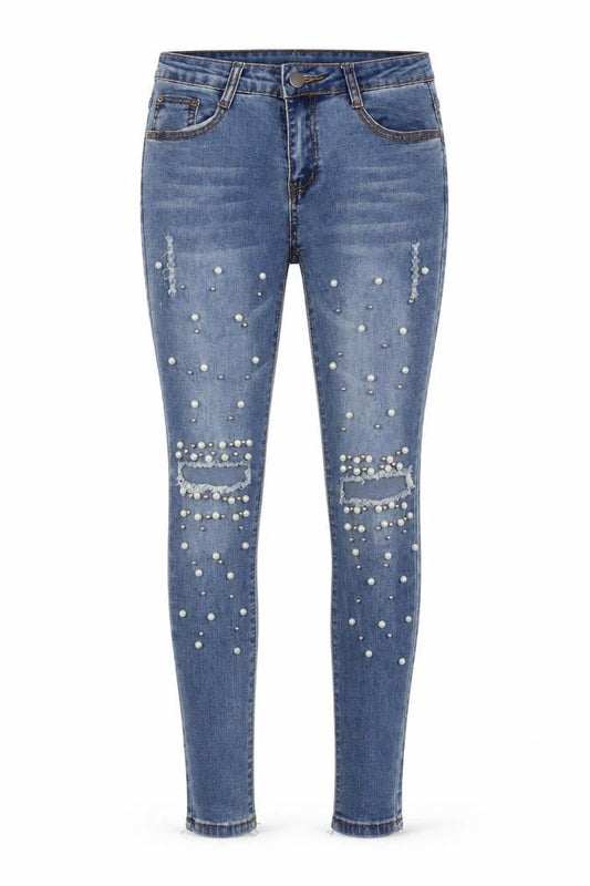 Jeans Signature Womens Blue Cotton Skinny Jeans Size 28 in L27 in Regular Zip - Pearls