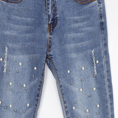 Jeans Signature Womens Blue Cotton Skinny Jeans Size 28 in L27 in Regular Zip - Pearls