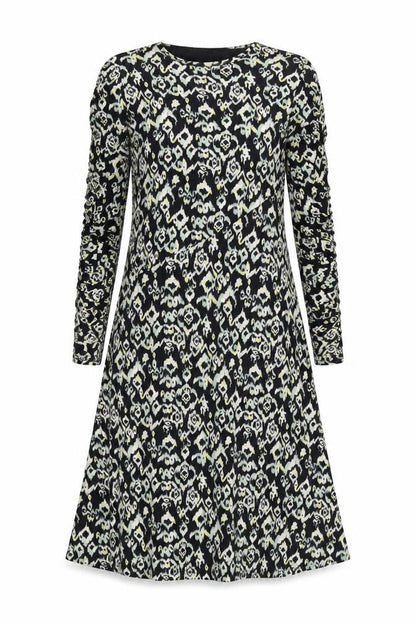 Marks and Spencer Womens Black Geometric Polyester A-Line Size 10 Round Neck Pullover