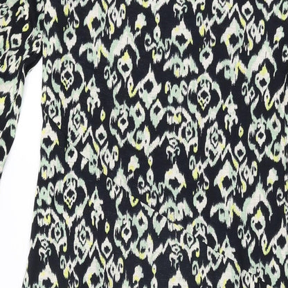 Marks and Spencer Womens Black Geometric Polyester A-Line Size 10 Round Neck Pullover