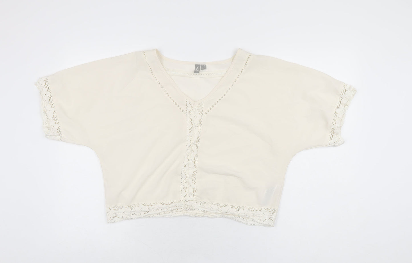 Womens UK Size 8 ASOS White Cropped Blouse