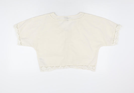 Womens UK Size 8 ASOS White Cropped Blouse
