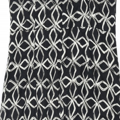 Marks and Spencer Womens Black Geometric Viscose A-Line Size 10 V-Neck Zip