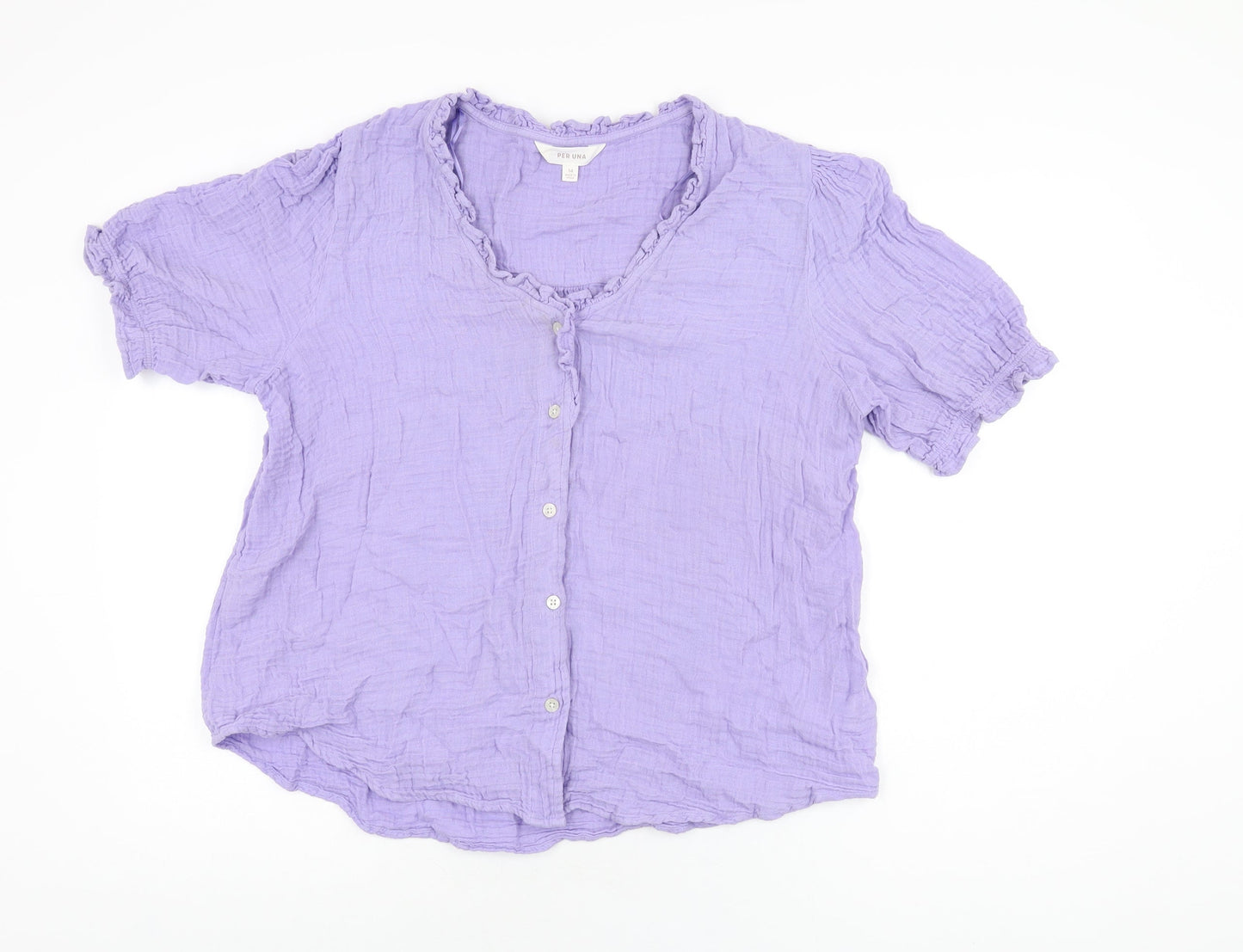 Womens UK Size 14 Per Una Purple Basic Button-Up