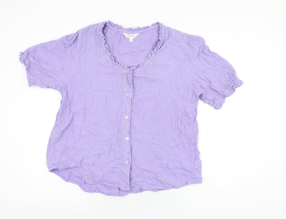 Womens UK Size 14 Per Una Purple Basic Button-Up