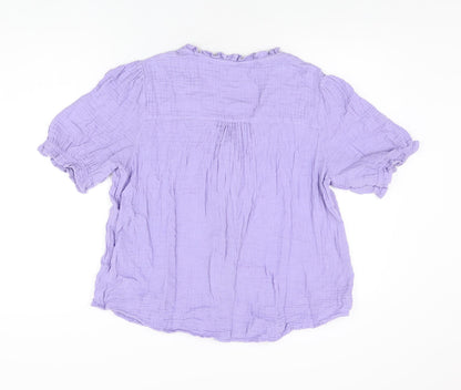 Womens UK Size 14 Per Una Purple Basic Button-Up