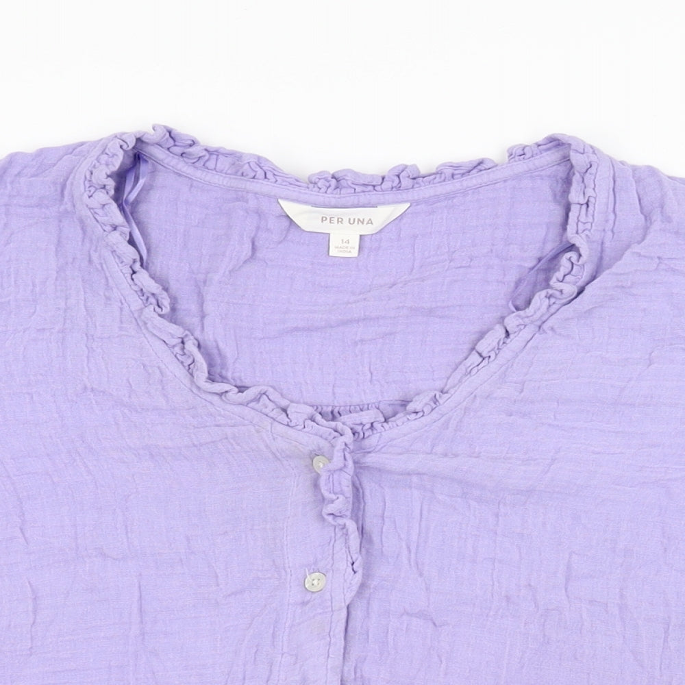 Womens UK Size 14 Per Una Purple Basic Button-Up