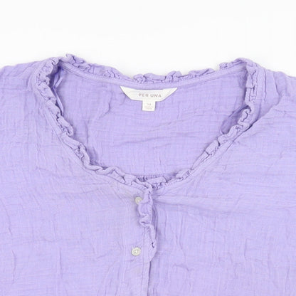 Womens UK Size 14 Per Una Purple Basic Button-Up
