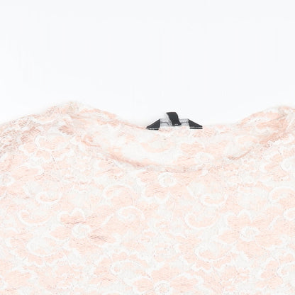Candy Couture Girls Pink Floral Polyester Cropped T-Shirt Size 15 Years Round Neck Pullover