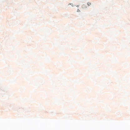Candy Couture Girls Pink Floral Polyester Cropped T-Shirt Size 15 Years Round Neck Pullover