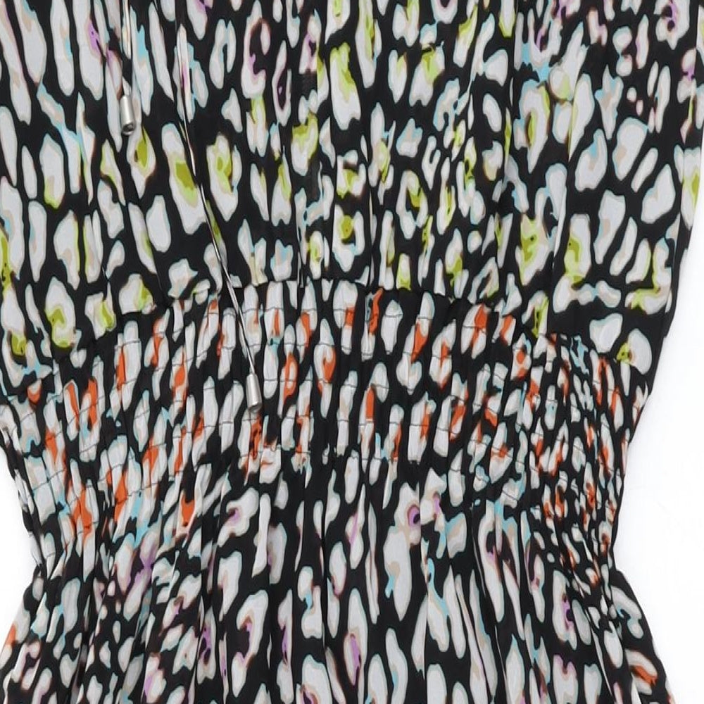 Marks and Spencer Womens Black Geometric Polyester Maxi Size 16 Round Neck Tie