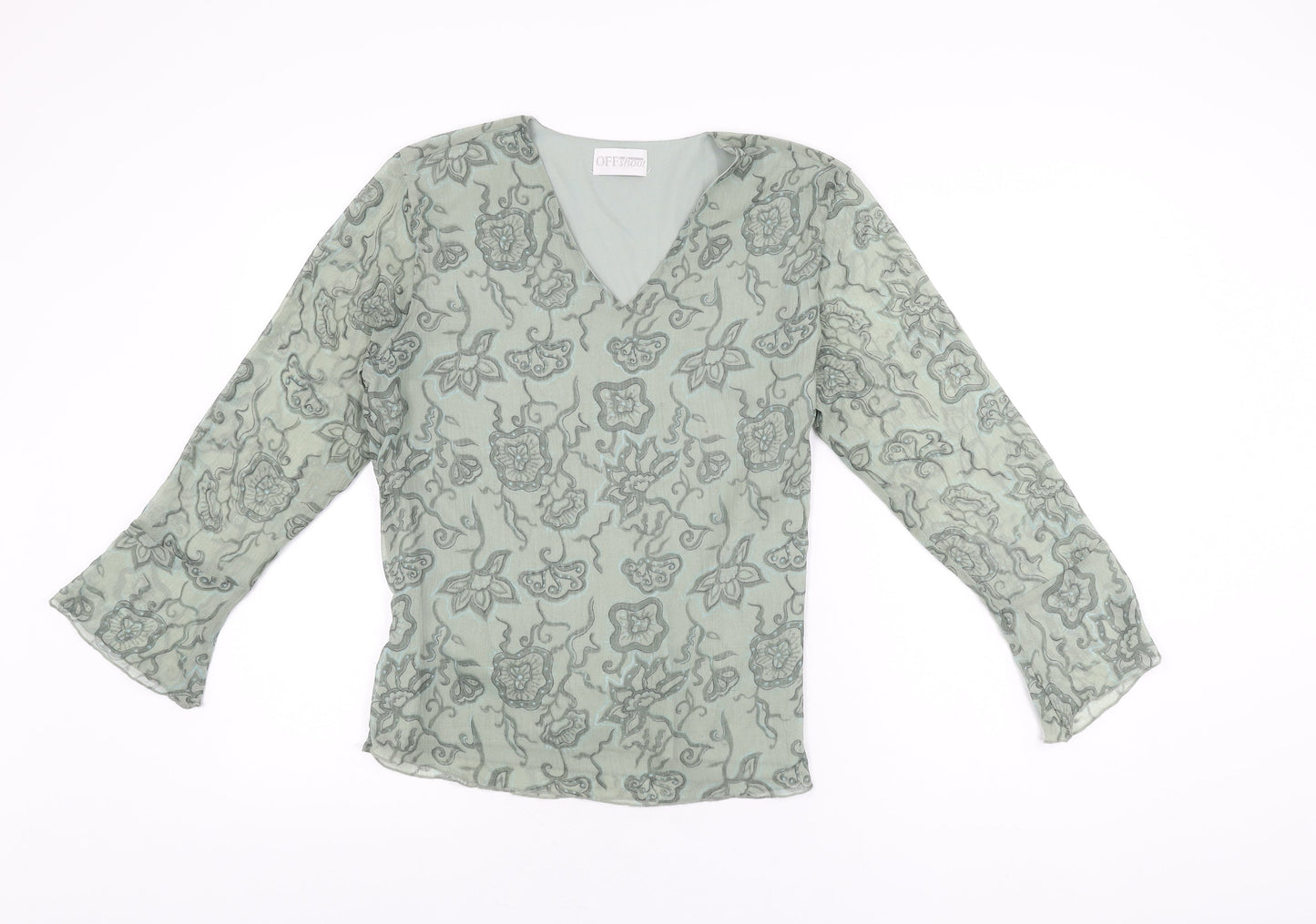 Womens UK Size S OFF Shoot Green Basic Blouse