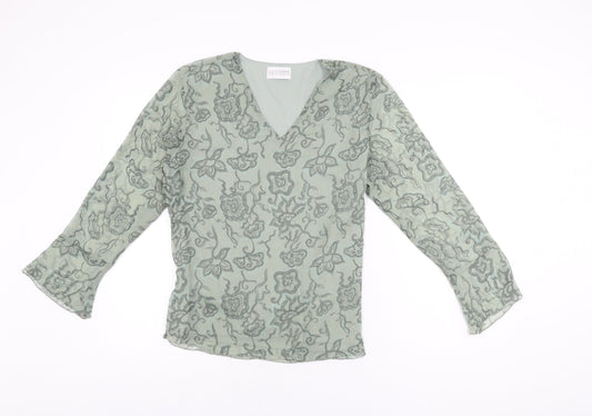 Womens UK Size S OFF Shoot Green Basic Blouse