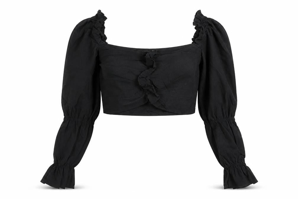 Womens UK Size 10 PRETTYLITTLETHING Black Cropped T-Shirt