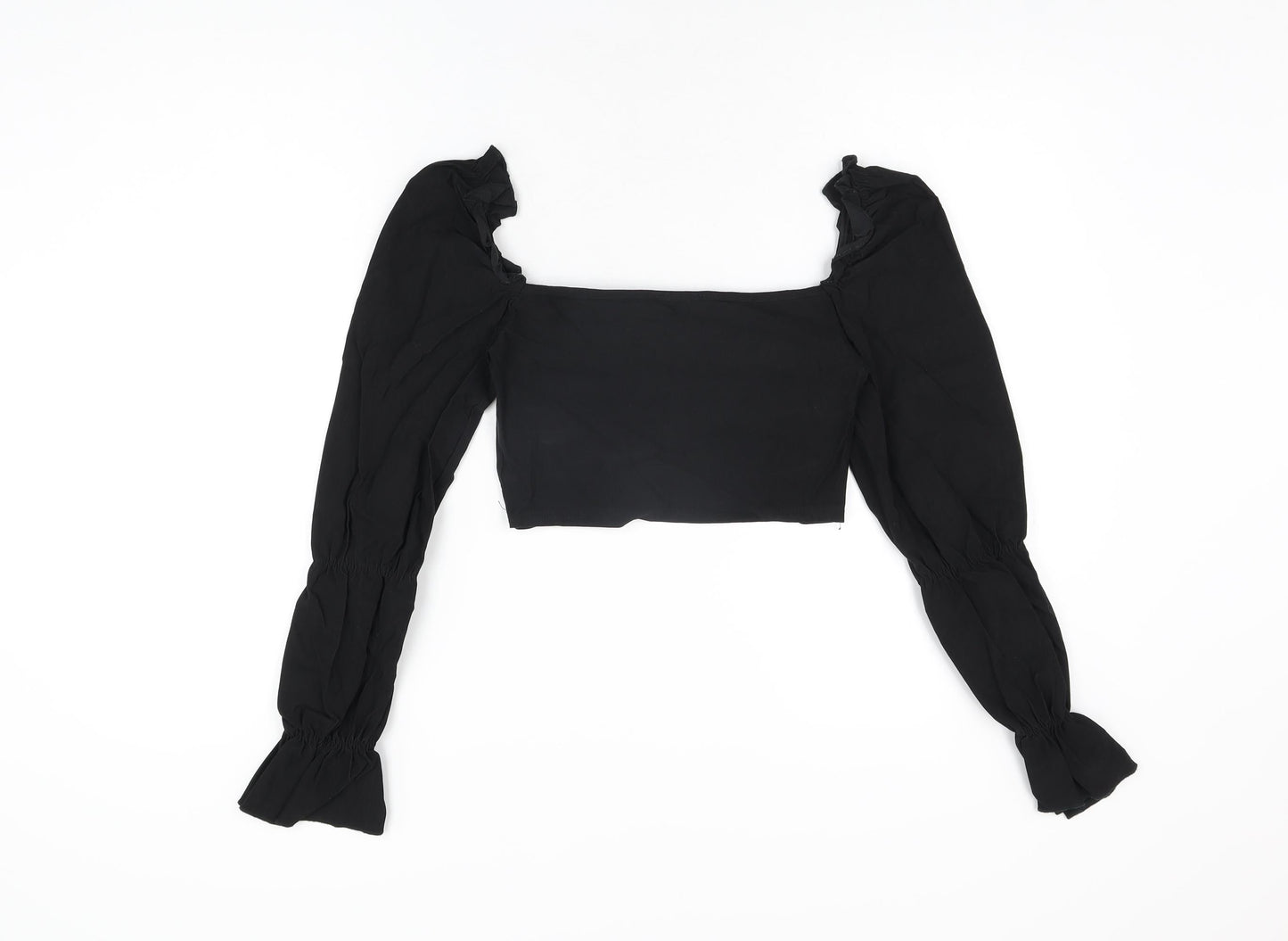 Womens UK Size 10 PRETTYLITTLETHING Black Cropped T-Shirt