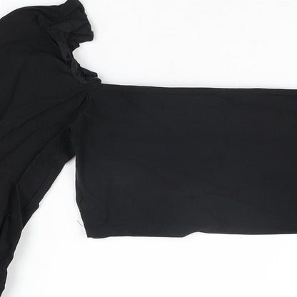 Womens UK Size 10 PRETTYLITTLETHING Black Cropped T-Shirt