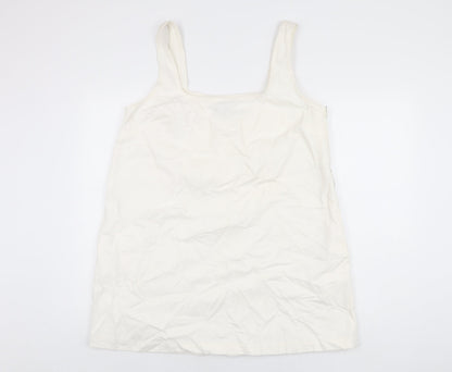 ASOS Womens Ivory Cotton Shift Size 16 Square Neck Zip