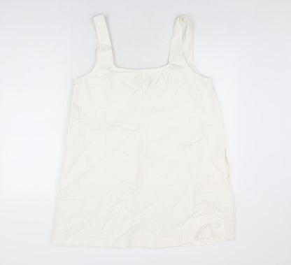 ASOS Womens Ivory Cotton Shift Size 16 Square Neck Zip