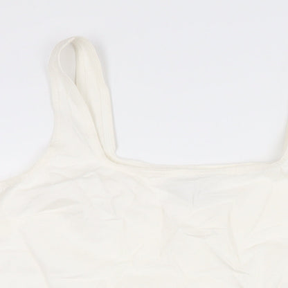 ASOS Womens Ivory Cotton Shift Size 16 Square Neck Zip