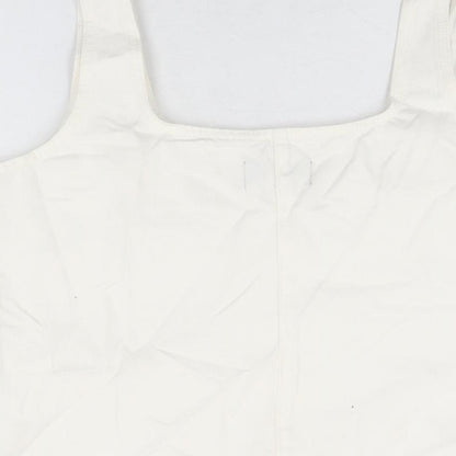 ASOS Womens Ivory Cotton Shift Size 16 Square Neck Zip