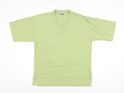 Ho-Hum Womens Green Polyester Basic T-Shirt Size S V-Neck