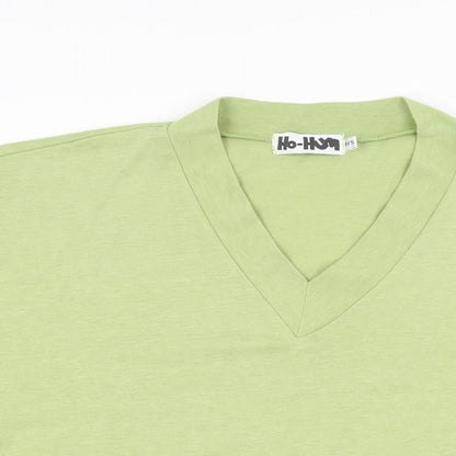 Ho-Hum Womens Green Polyester Basic T-Shirt Size S V-Neck
