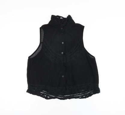 Womens UK Size 8 Topshop Black Basic Button-Up