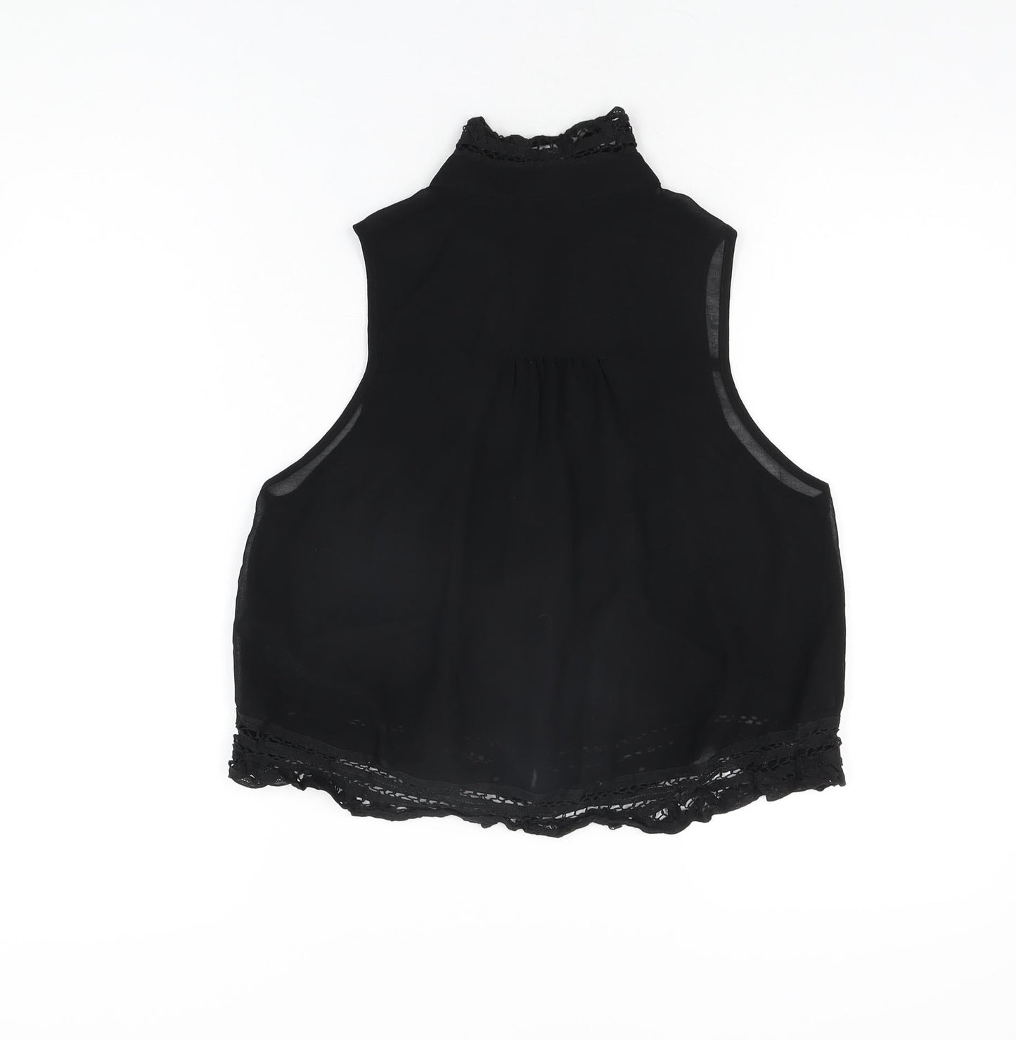 Womens UK Size 8 Topshop Black Basic Button-Up