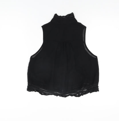 Womens UK Size 8 Topshop Black Basic Button-Up