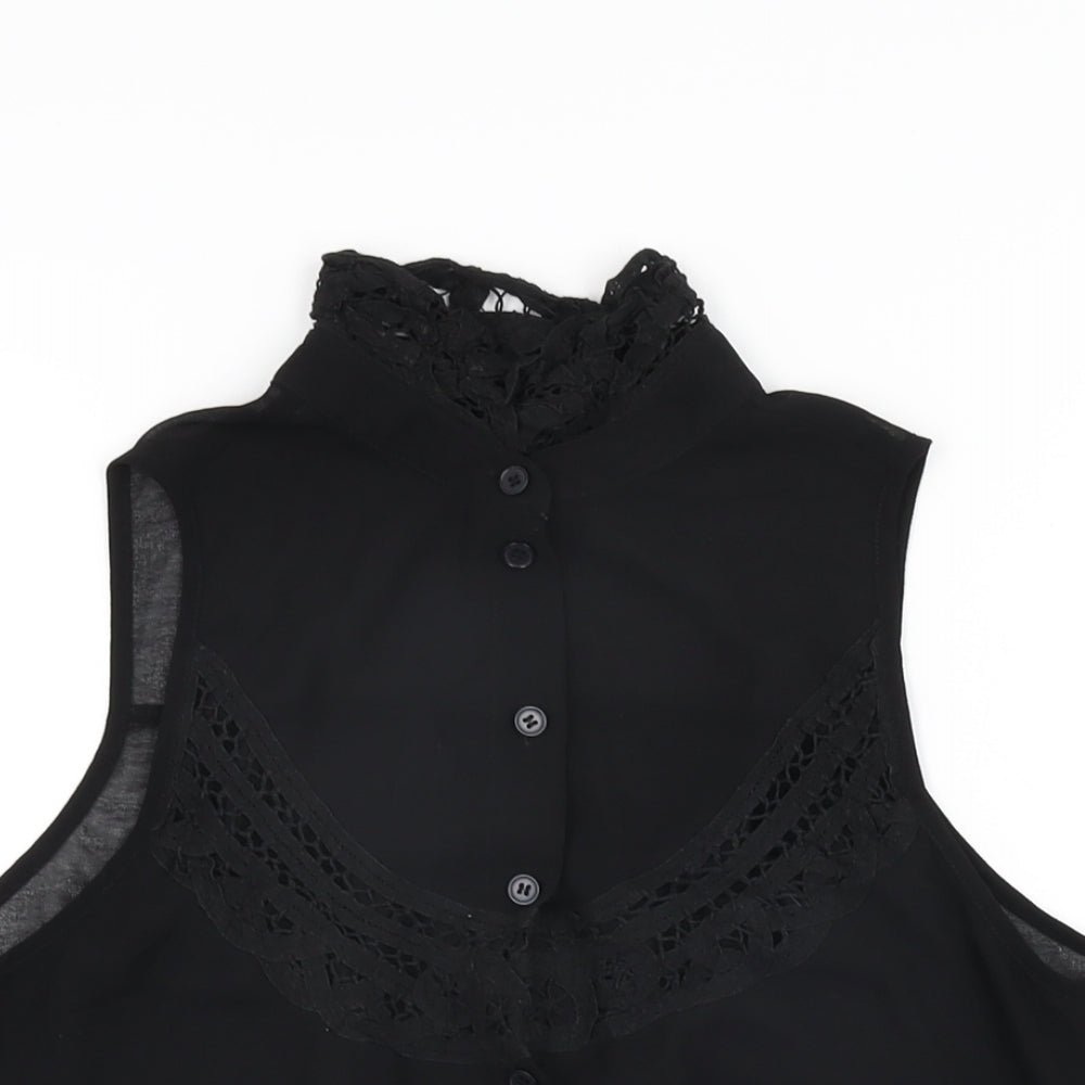 Womens UK Size 8 Topshop Black Basic Button-Up