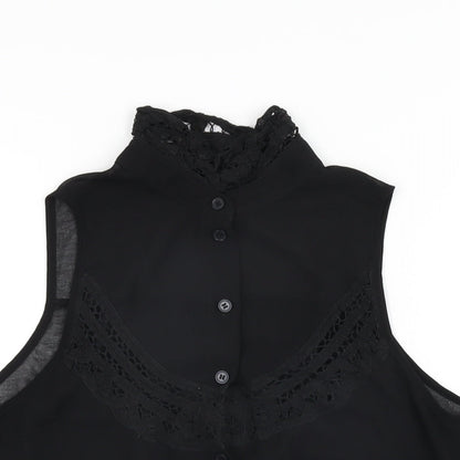 Womens UK Size 8 Topshop Black Basic Button-Up