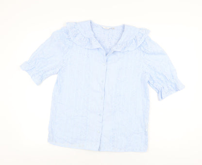 Eifini Womens Blue Polyester Basic Button-Up Size M Collared