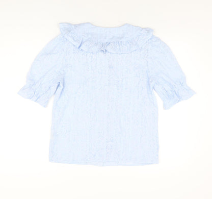 Eifini Womens Blue Polyester Basic Button-Up Size M Collared