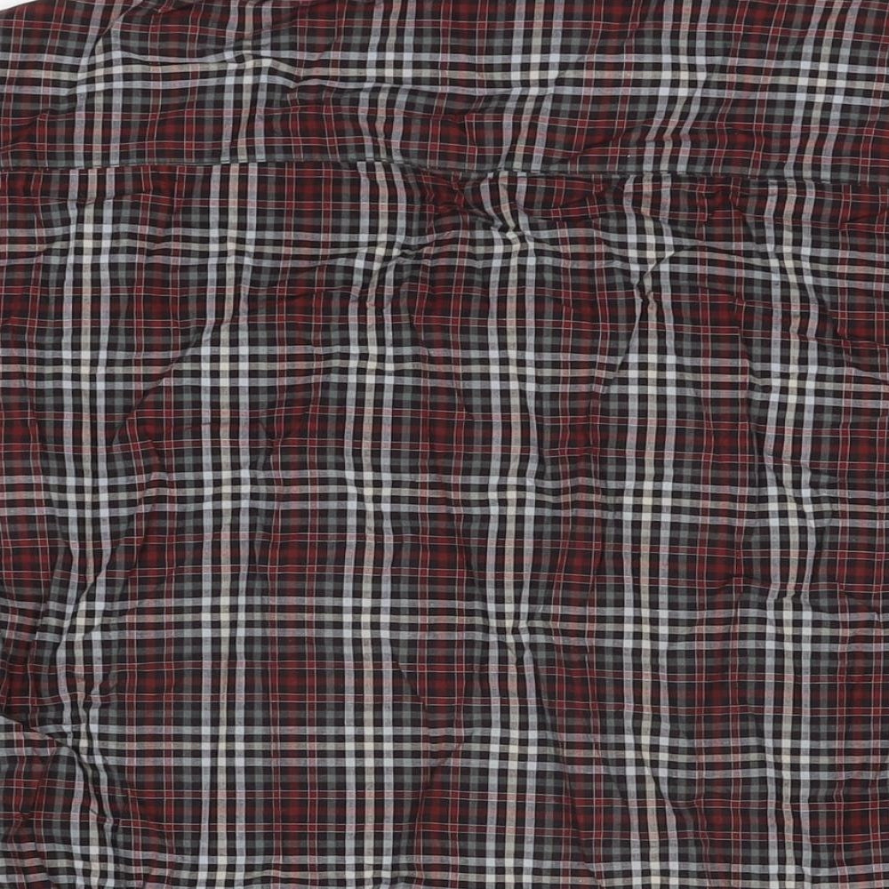 BHS Mens Red Plaid Cotton Button-Up Size M Collared Button
