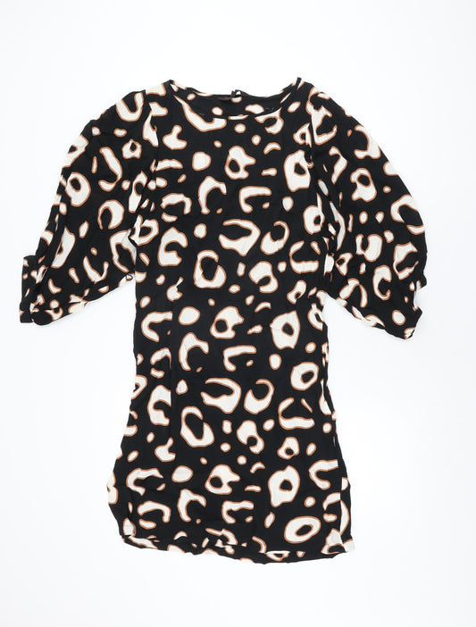 Great Plains London Womens Black Geometric Viscose Shift Size S Round Neck Pullover